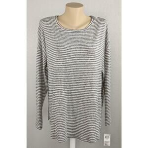 Style & Co Hannah Striped Top Black Stripe 0X Scoop Lightweight Comfortable Snit